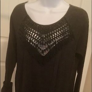 Chalk Black Long Sleeve Knit Top